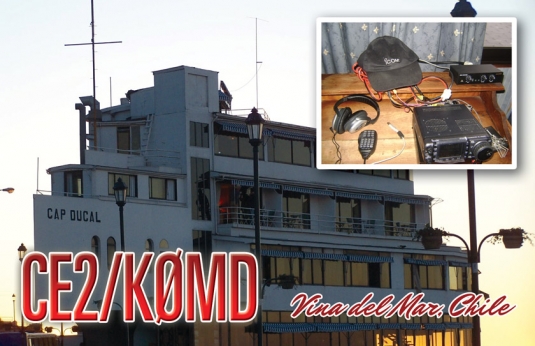 CE2/K0MD QSL - beautiful Hotel Cap Ducal, Vina del Mar, Chile